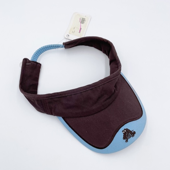 Vintage Y2K Crocs Visor Hat Brown and Blue Elastic Strap Crocodile Logo NWT - Picture 2 of 8